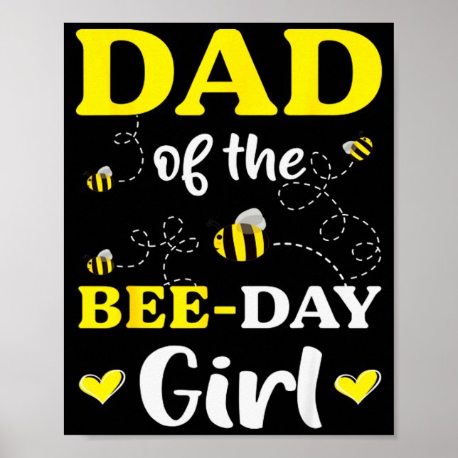 Poster Funny Dad Of The Bee Day Girl Birthday  (Frente)
