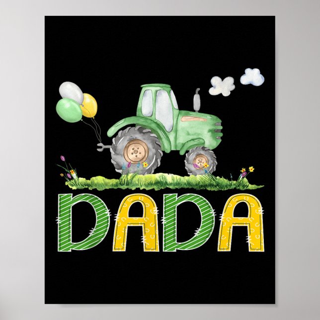 Poster Funny Dada Birthday Boy Trator Fazenda Truck Match (Frente)