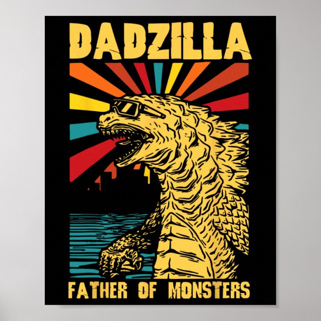 Poster Funny Dadzilla Pai Dos Monstros Vintage Fath (Frente)