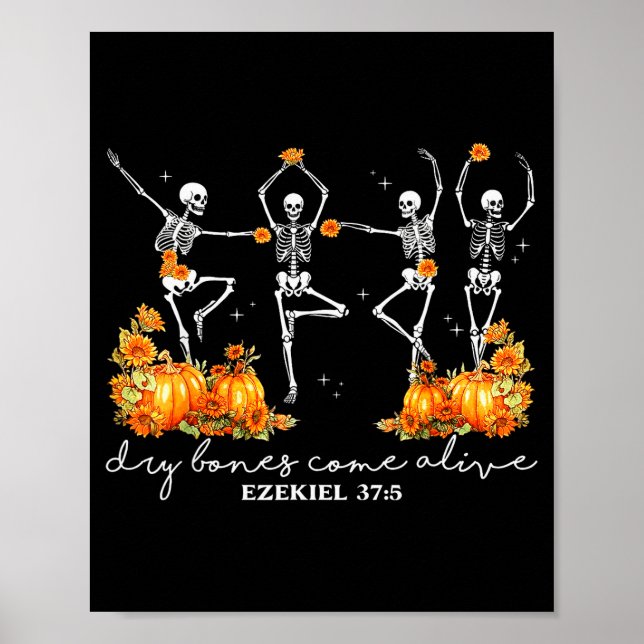 Poster Funny Dancing Skeleton Dry Bones Come Alive Hallow (Frente)