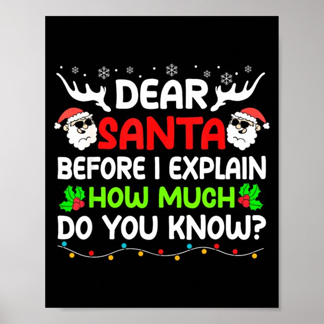 Poster Funny Dear Santa I Can Explain Christmas For Kids  (Frente)