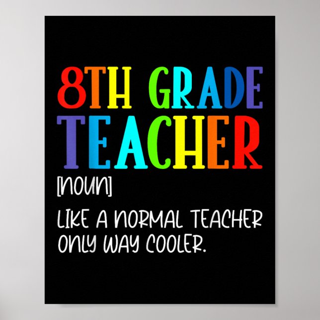 Poster Funny Definition For 8th Grade Teacher Back To Sch (Frente)
