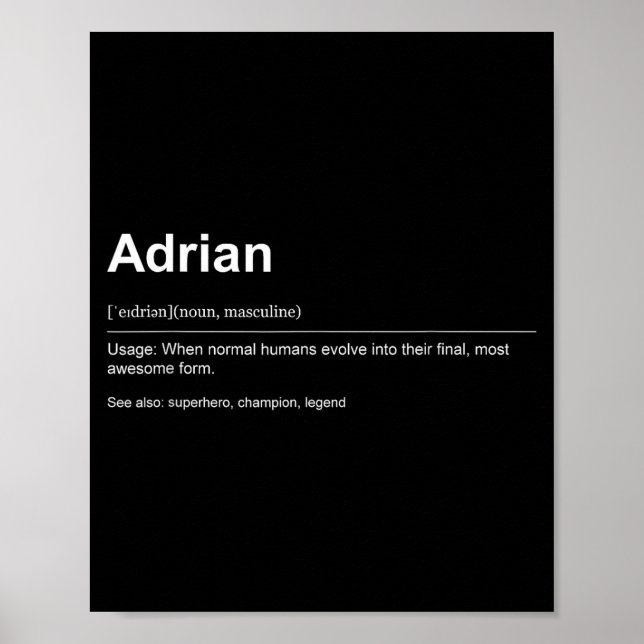 Poster Funny Definition Quote For The Name Adrian _  (Frente)