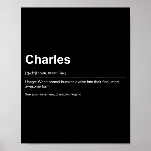 Poster Funny Definition Quote For The Name Charles _  (Frente)