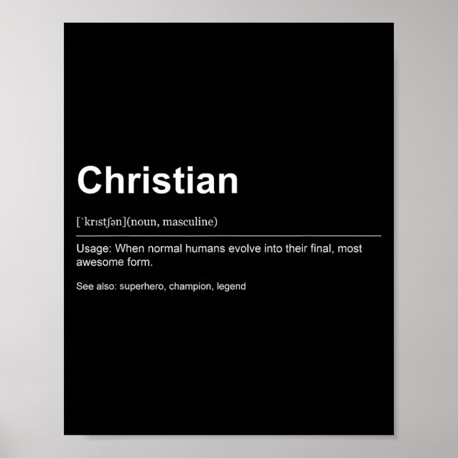 Poster Funny Definition Quote For The Name Christian _  (Frente)