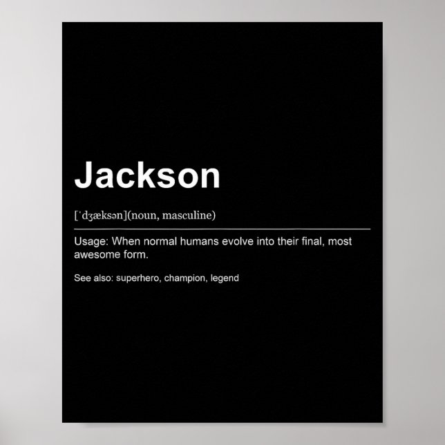 Poster Funny Definition Quote For The Name Jackson _  (Frente)
