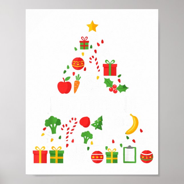 Poster Funny Dietitian Christmas Tree Lights Womens Mens  (Frente)