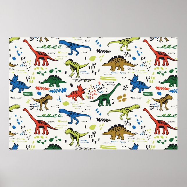 Poster funny dinosaurs graphic color pattern (Frente)