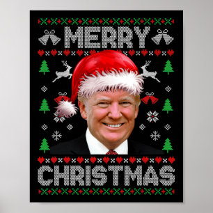 Poster Funny Donald Trump Feliz Família de Natal Feia