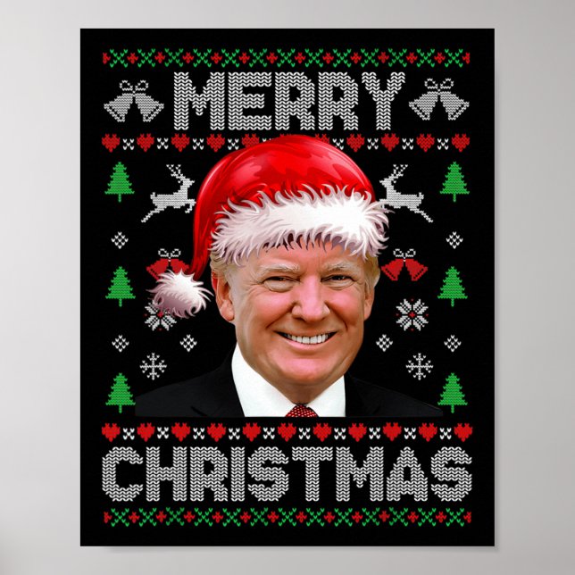 Poster Funny Donald Trump Feliz Família de Natal Feia (Frente)