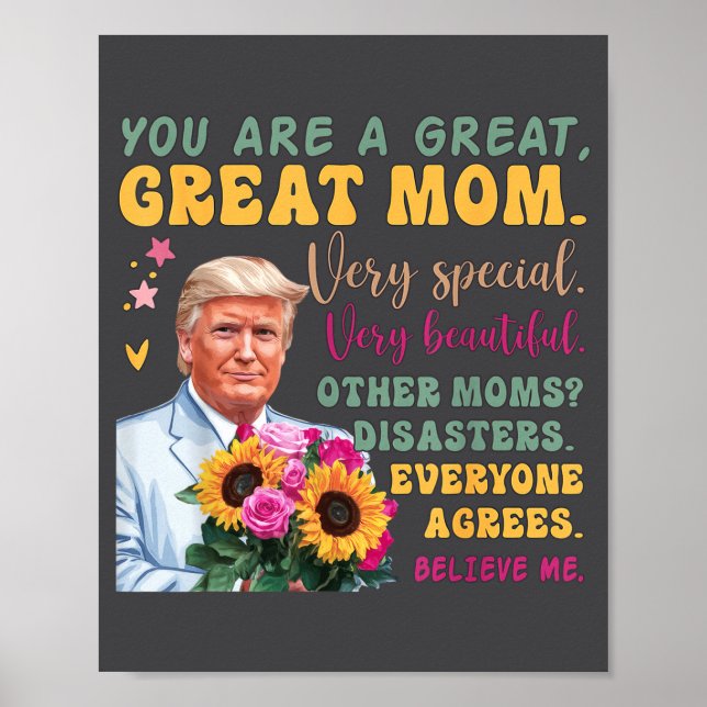 Poster Funny Donald Trump Mothers Day Hold Flower Funny Q (Frente)