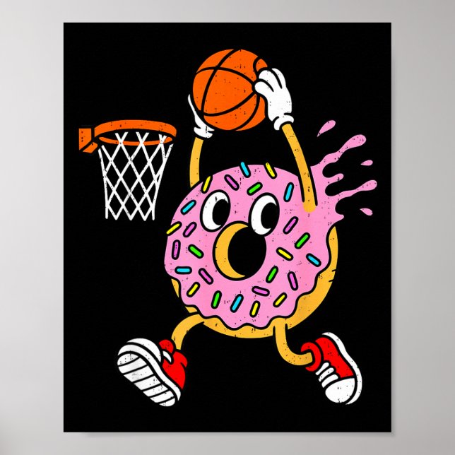 Poster Funny Donut Dunking Basketball Doughnut Food Champ (Frente)