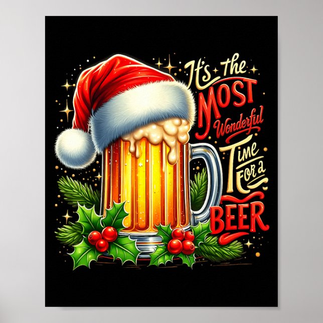 Poster Funny Drinking Christmas Santa Beer Lovers Trend N (Frente)