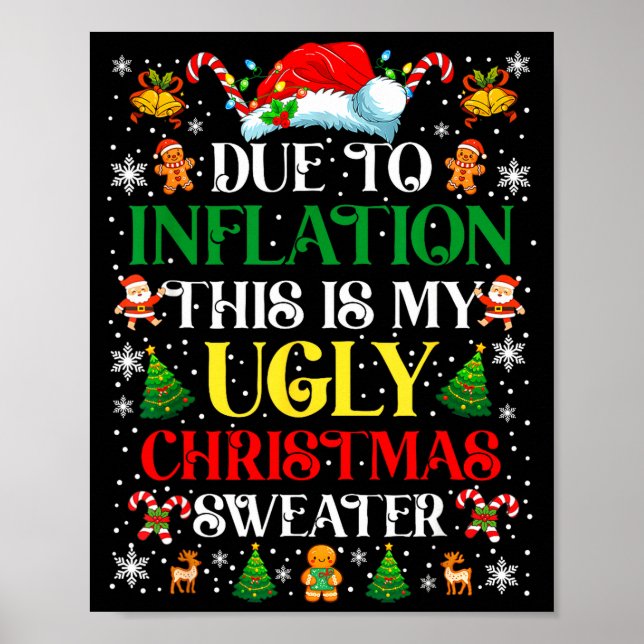 Poster Funny Due To Inflation Ugly Christmas Sweaters For (Frente)