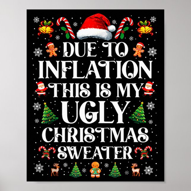 Poster Funny Due To Inflation Ugly Christmas Sweaters For (Frente)