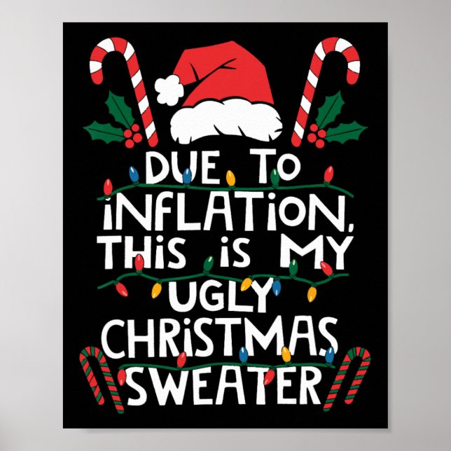 Poster Funny Due To Inflation Ugly Christmas Sweaters For (Frente)