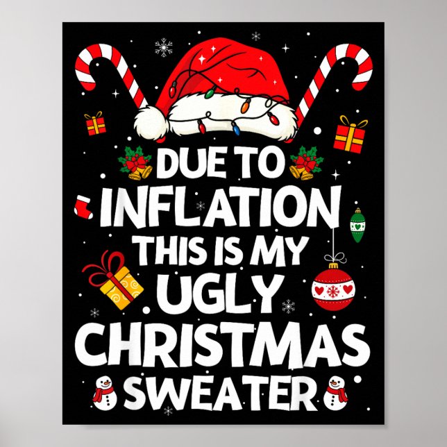 Poster Funny Due To Inflation Ugly Christmas Sweaters For (Frente)