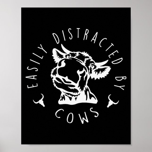 Poster Funny Easily Distracted By Cows Design  (Frente)