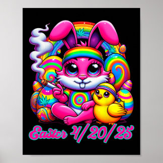 Poster Funny Easter Bunny Chick Smoking