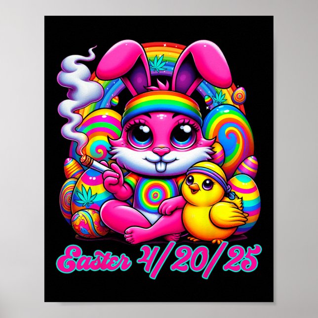 Poster Funny Easter Bunny Chick Smoking  (Frente)