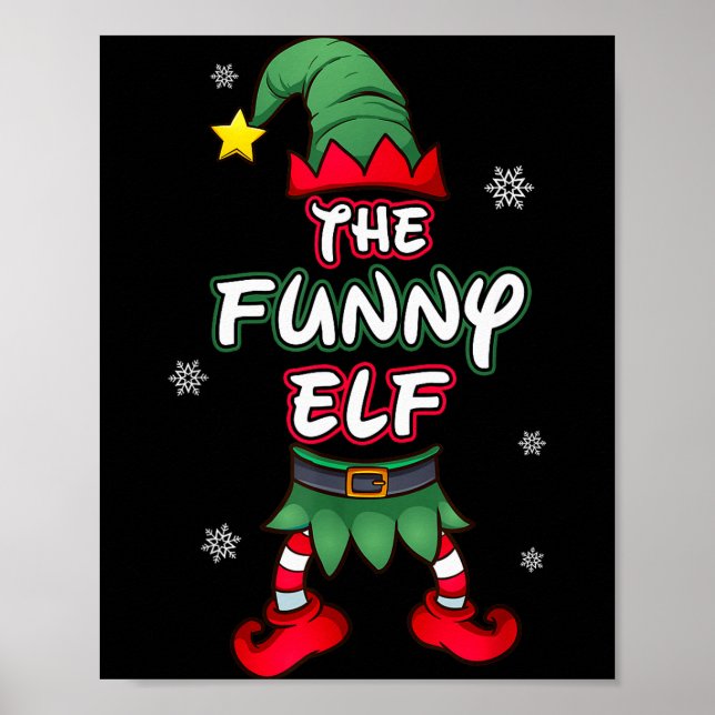 Poster Funny Elf Christmas Pajamas Pjs Matching Family Gr (Frente)