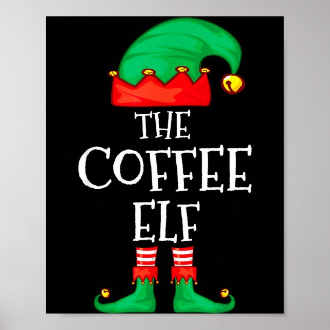 Poster Funny Elf Family Christmas The Coffee Elf Sweater  (Frente)