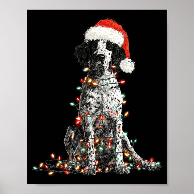 Poster Funny English Setter Christmas Graphics Dog Lights (Frente)