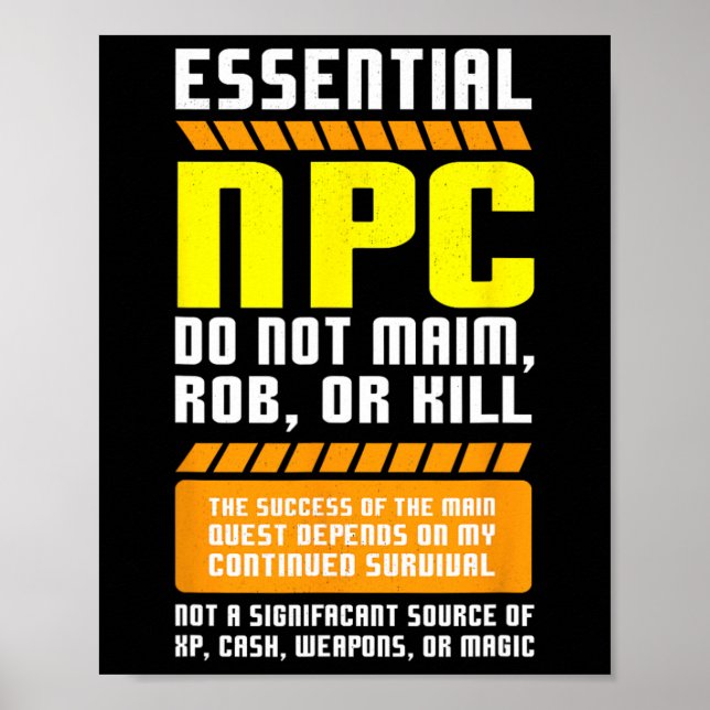 Poster Funny Essential Npc Gamer And Gaming Non Player Ch (Frente)