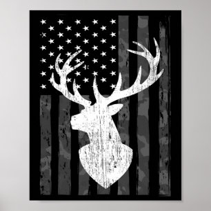 Poster Funny Eusa Flag Camouflage Whitetail Buck Deer Hun