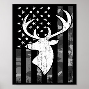 Poster Funny Eusa Flag Camouflage Whitetail Buck Deer Hun