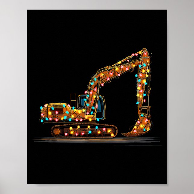 Poster Funny Excavator Christmas Graphics Lights Lover  (Frente)