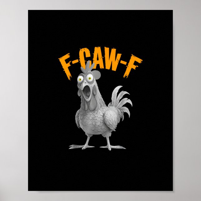 Poster Funny F Caw F Chicken Classic Retro Style (Frente)