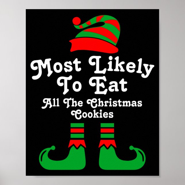Poster Funny Family Christmas Most Likely To Elf  (Frente)
