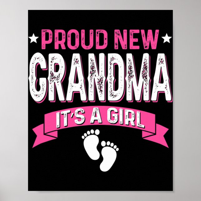 Poster Funny Family Gender Reveal Proud New Grandma It's  (Frente)