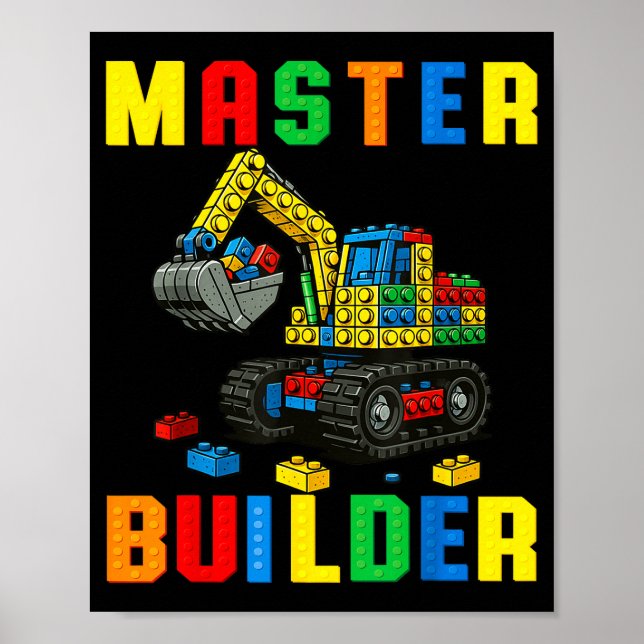 Poster Funny Family Master Builder Building Bricks Blocks (Frente)