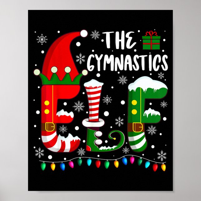 Poster Funny Family Matching Pajamas Gymnastics Elf Chris (Frente)