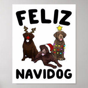 Poster Funny Feliz Navidog Chesapeake Y Retriever Dog Chr