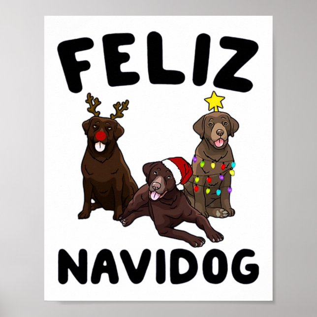 Poster Funny Feliz Navidog Chesapeake Y Retriever Dog Chr (Frente)