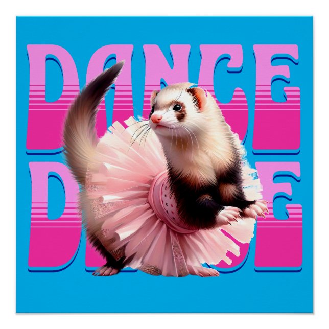 Pôster Funny Ferret em uma dança de Tutu (Frente)