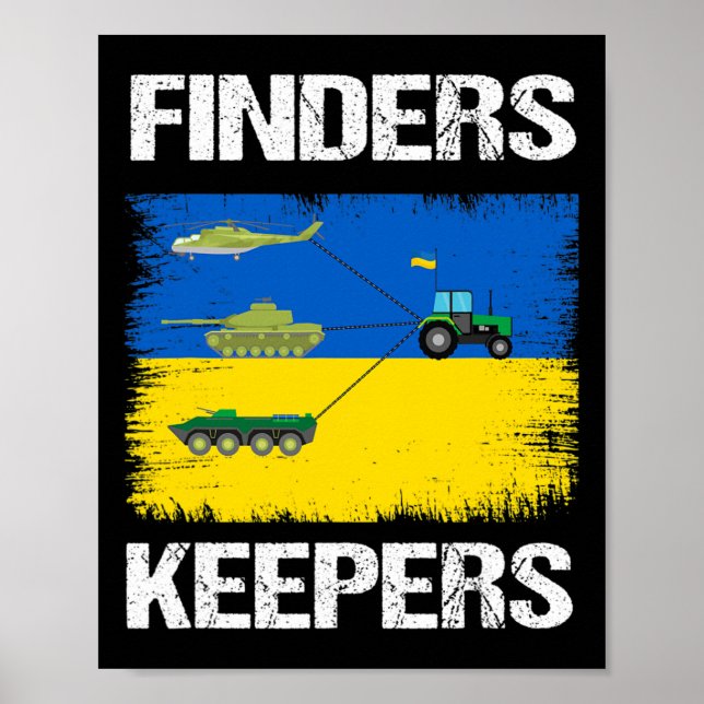 Poster Funny Finders Keepers Farmer Tractor Tank Support  (Frente)
