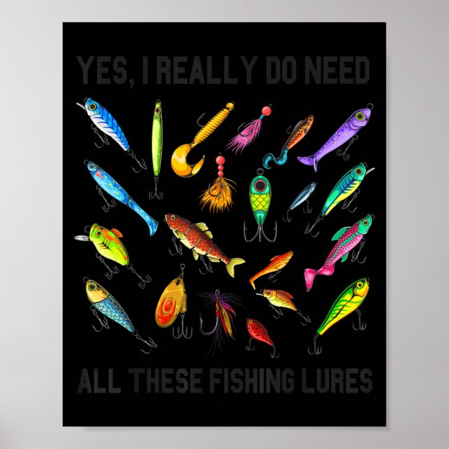 Poster Funny Fishing Lures Gift For Fisherman Angler Fish (Frente)