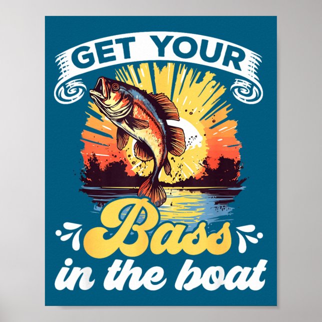 Poster Funny Fishing Quote Hooked On B Fishing  (Frente)