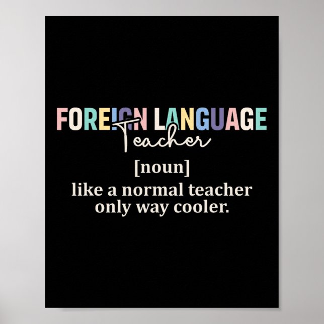 Poster Funny Foreign Language Teacher Definition Back To  (Frente)