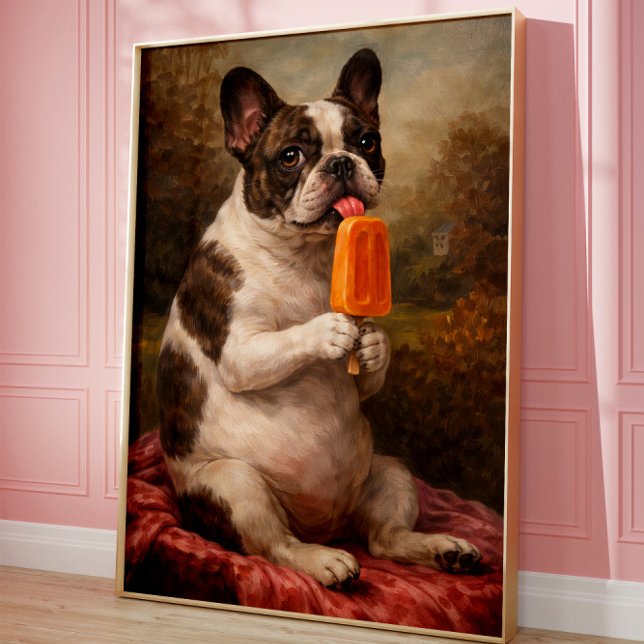 Poster Funny French Bulldog Popsicle Wall Art Print (Criador carregado)