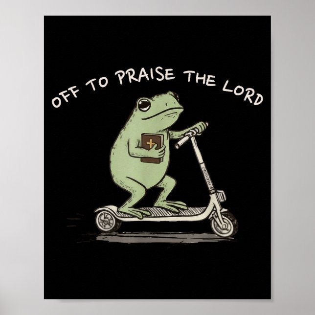 Poster Funny Frog Off To Praise The Lord Christian Scoote (Frente)