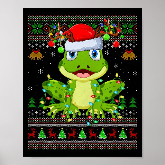 Poster Funny Frog Ugly Christmas Sweaters Holiday Santa C (Frente)