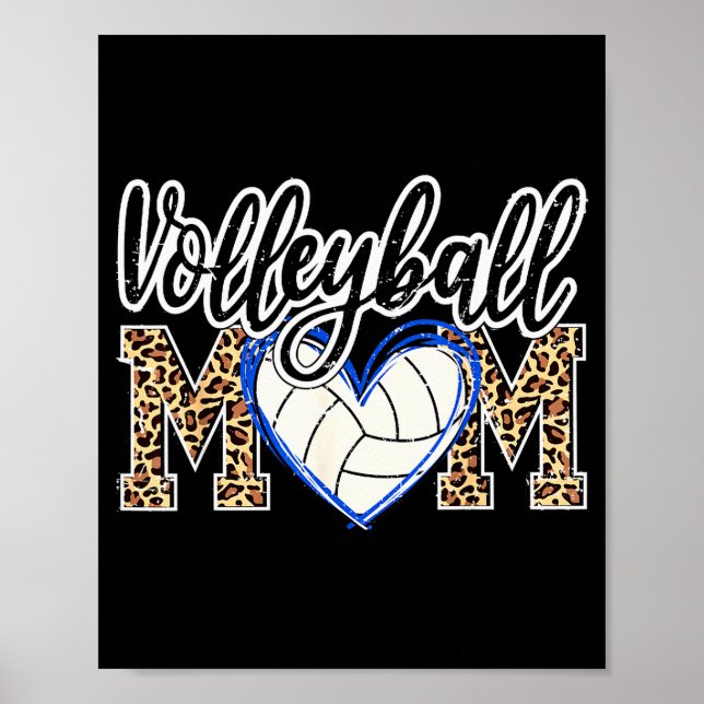 Poster Funny Game Women Volleyball Leopard Ball Mom Mothe (Frente)