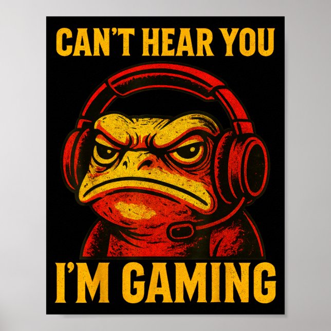 Poster Funny Gamer Frog Men Women Boys Can't Hear You Vid (Frente)