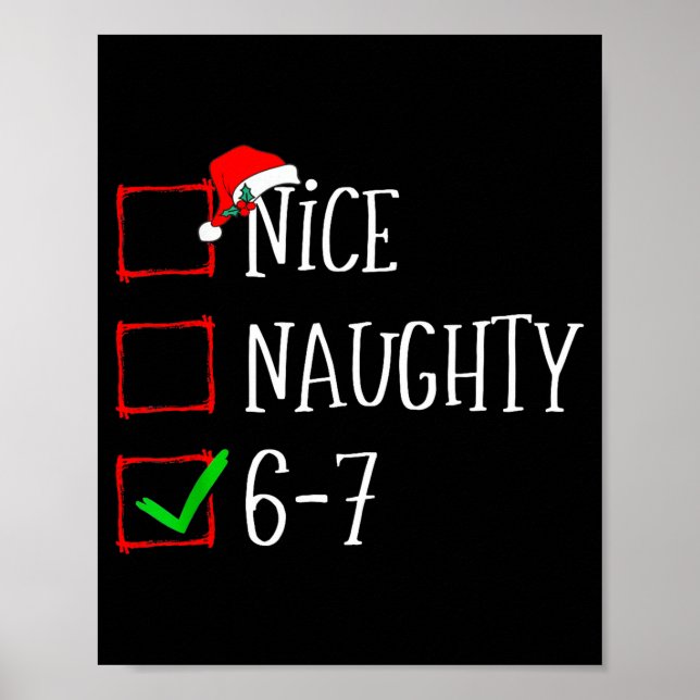 Poster Funny Gen Alpha 6-7 Meme Nice Naughty 67 Christmas (Frente)