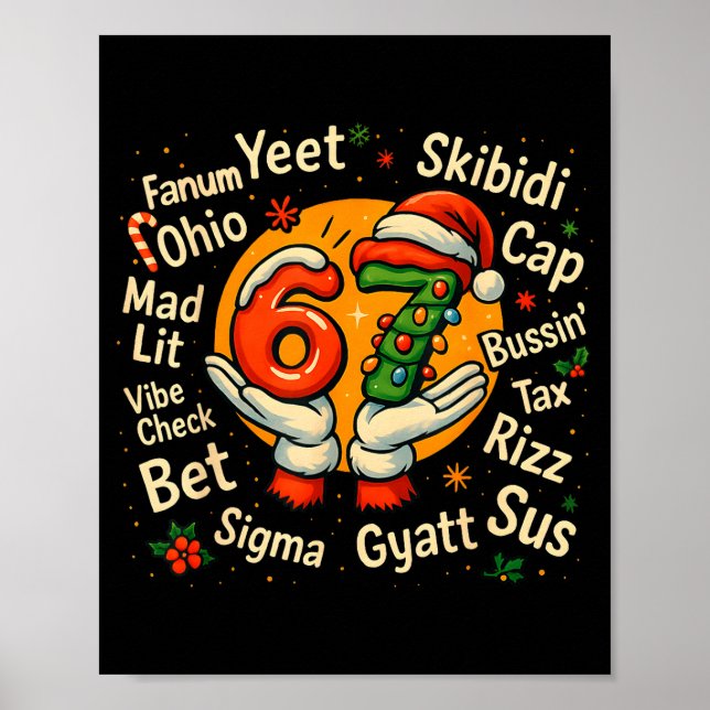 Poster Funny Gen Z Christmas 67 Meme Holiday Trendy  (Frente)